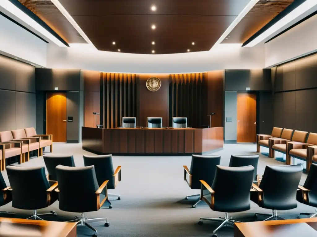 Una sala de tribunal moderna con elegancia contemporánea