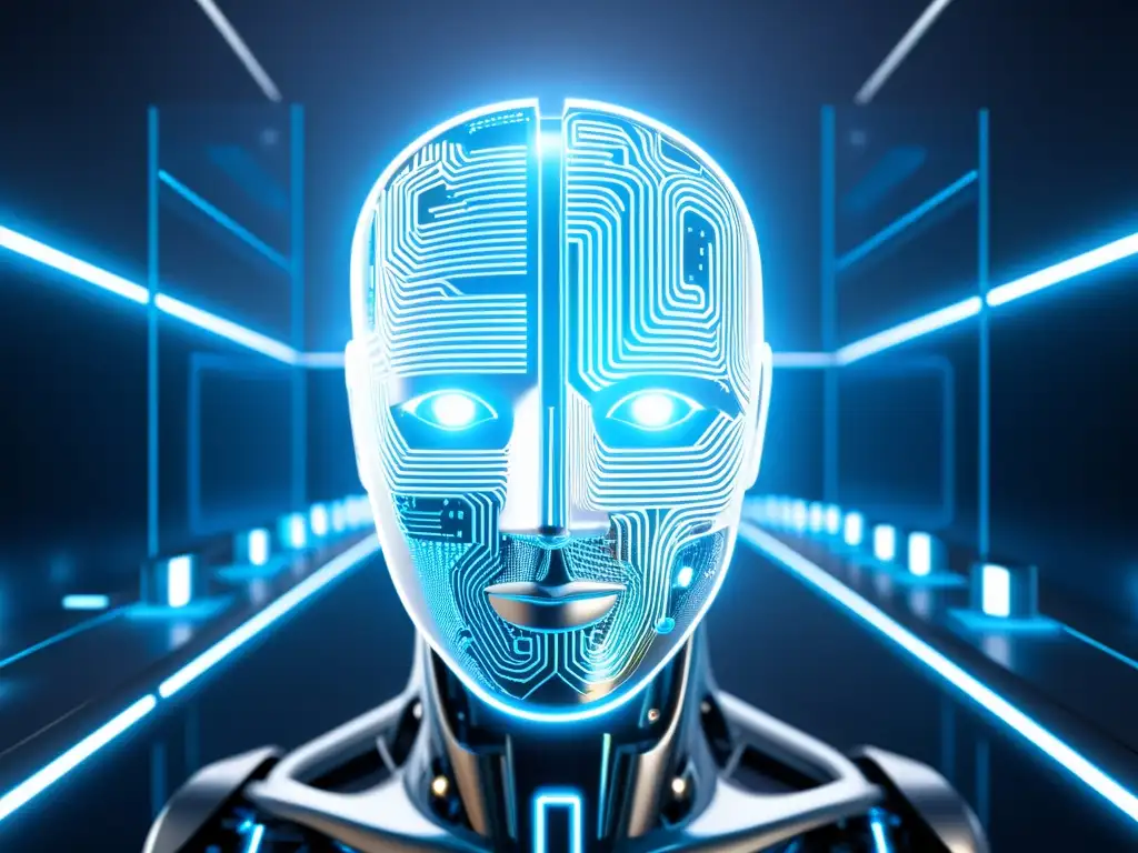 Análisis de Copyright por IA: Futurista y Profesional Un sistema de inteligencia artificial futurista analiza contenido digital en busca de infracciones de derechos de autor