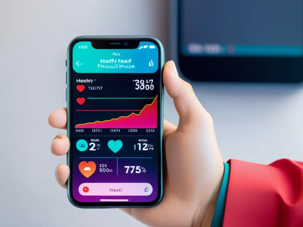 Un smartphone futurista muestra una app de salud