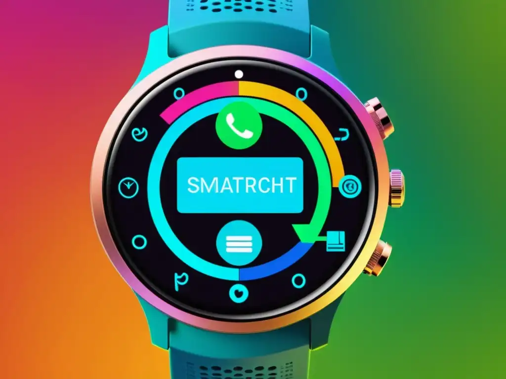 Un smartwatch moderno muestra símbolos de derechos de autor y patentes, rodeado de documentos legales