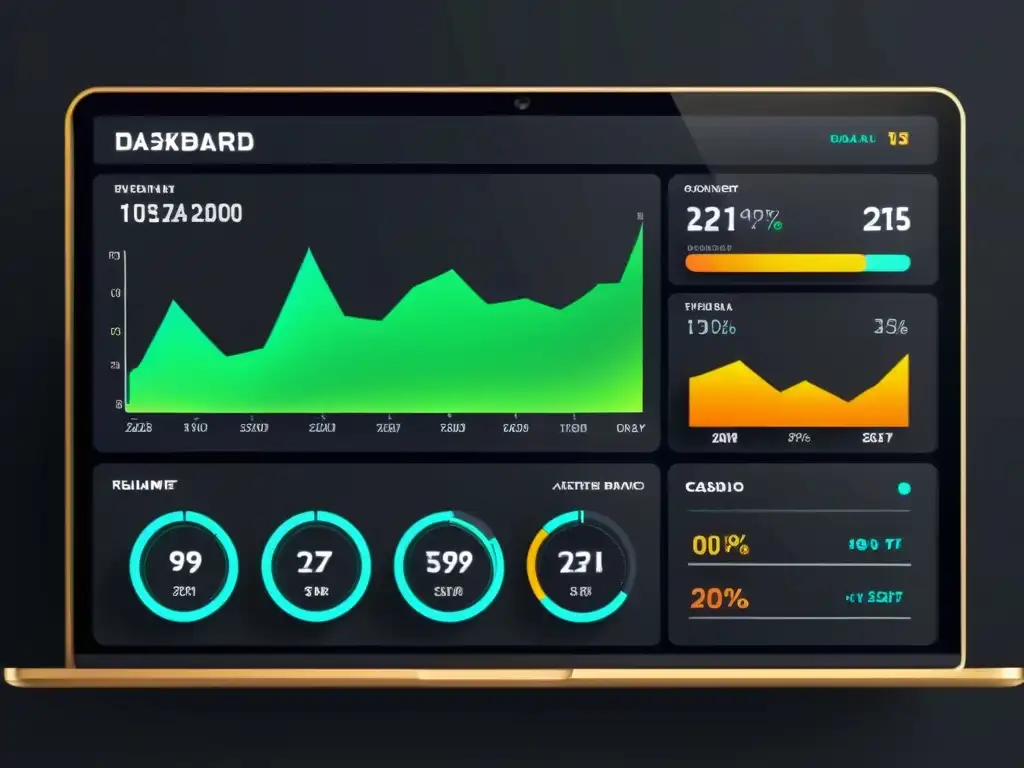 Tablero digital futurista con monitoreo de marcas internacionales online en tiempo real y visualizaciones dinámicas de datos