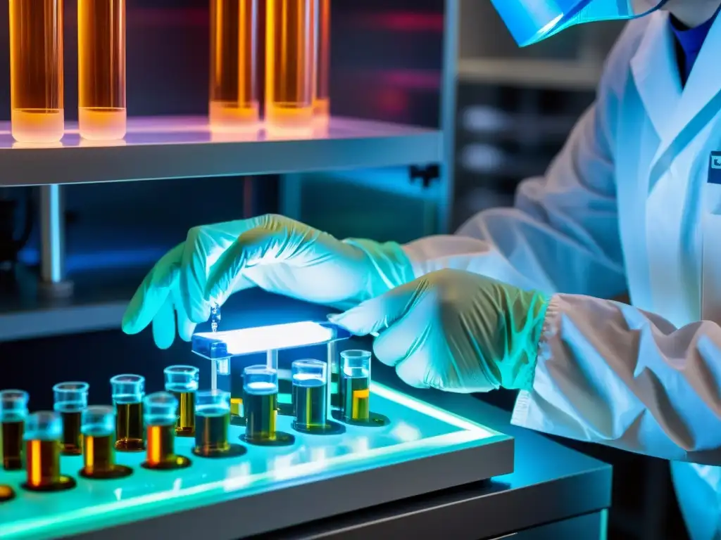 Un técnico de laboratorio manipula material genético en un avanzado centro de investigación en biotecnología