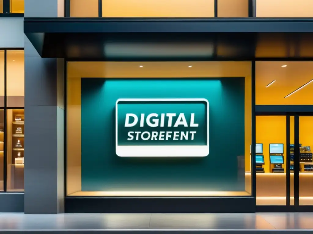 Una tienda digital con logos de marcas y leyes de propiedad intelectual para el comercio electrónico
