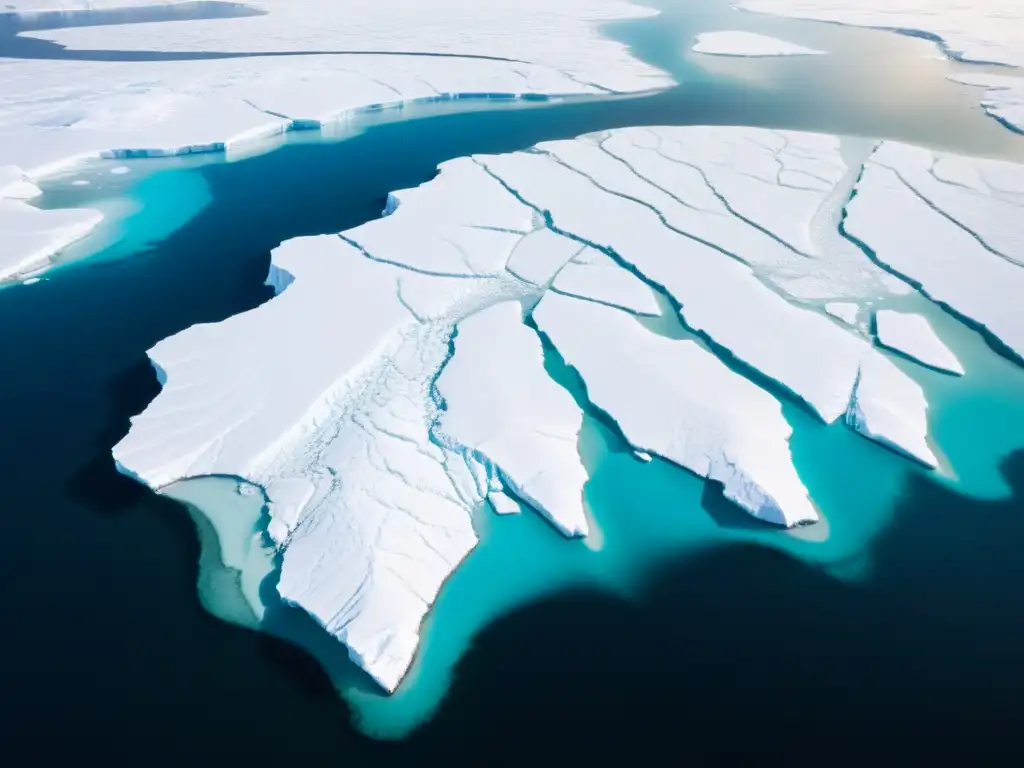 Vasto paisaje ártico con aguas turquesa, glaciares blancos y luz dorada, representa la ética en la investigación climática