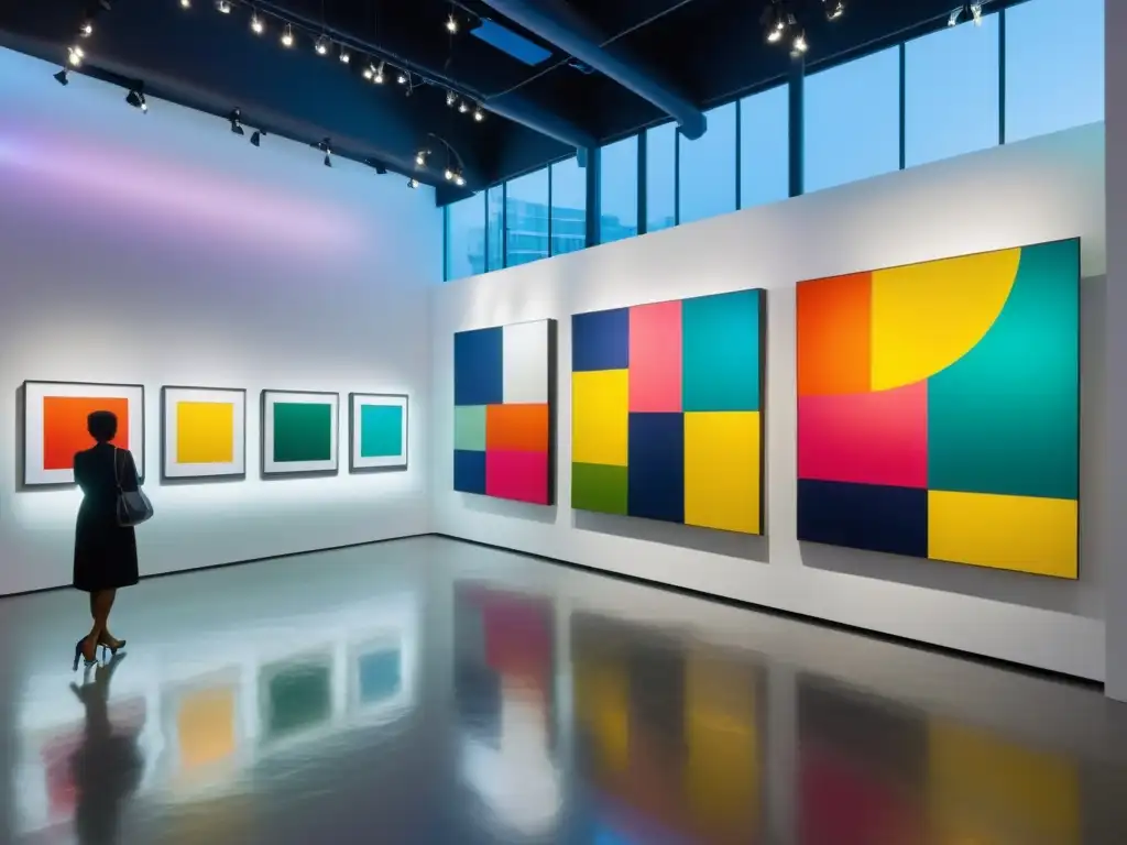 Vibrante galería de arte con obras coloridas y eclécticas