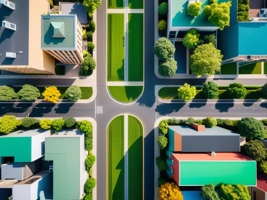 Vibrante ciudad capturada por un dron en alta resolución