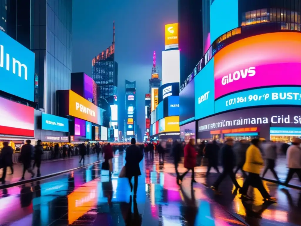 Vibrante ciudad nocturna con aspectos legales streaming tiempo real, neones y rascacielos futuristas