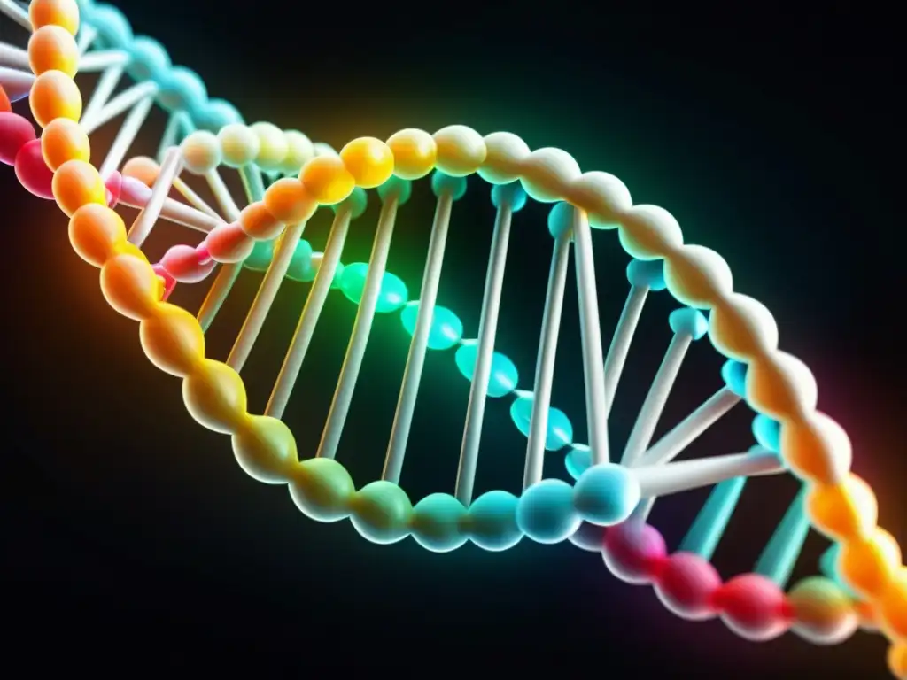 Una representación vibrante y detallada de una doble hélice de ADN, destacando la complejidad genética