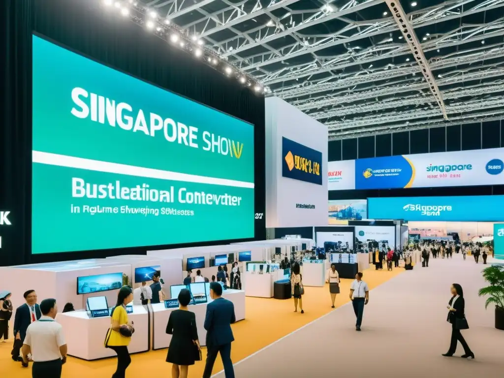 Una vibrante feria comercial en el Centro de Convenciones de Singapur, con marcas globales, networking y oportunidades de negocio