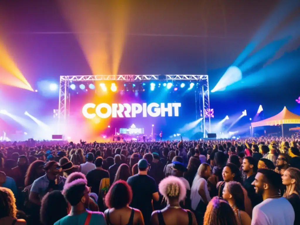 Festival de música vibrante: diversión, creatividad y diversidad en escena Vibrante festival de música con impacto de leyes de derecho autor en eventos, diversidad y energía creativa