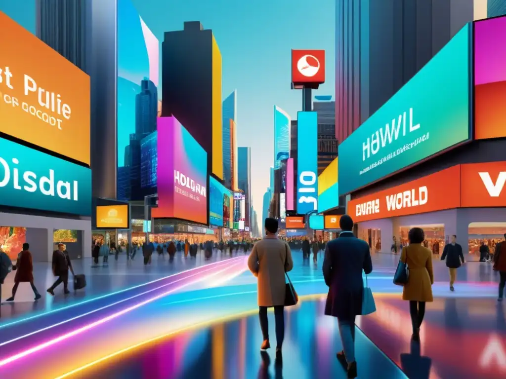 Vibrante imagen de realidad aumentada integrada en la ciudad, mostrando el impacto de la realidad aumentada en el entorno urbano moderno
