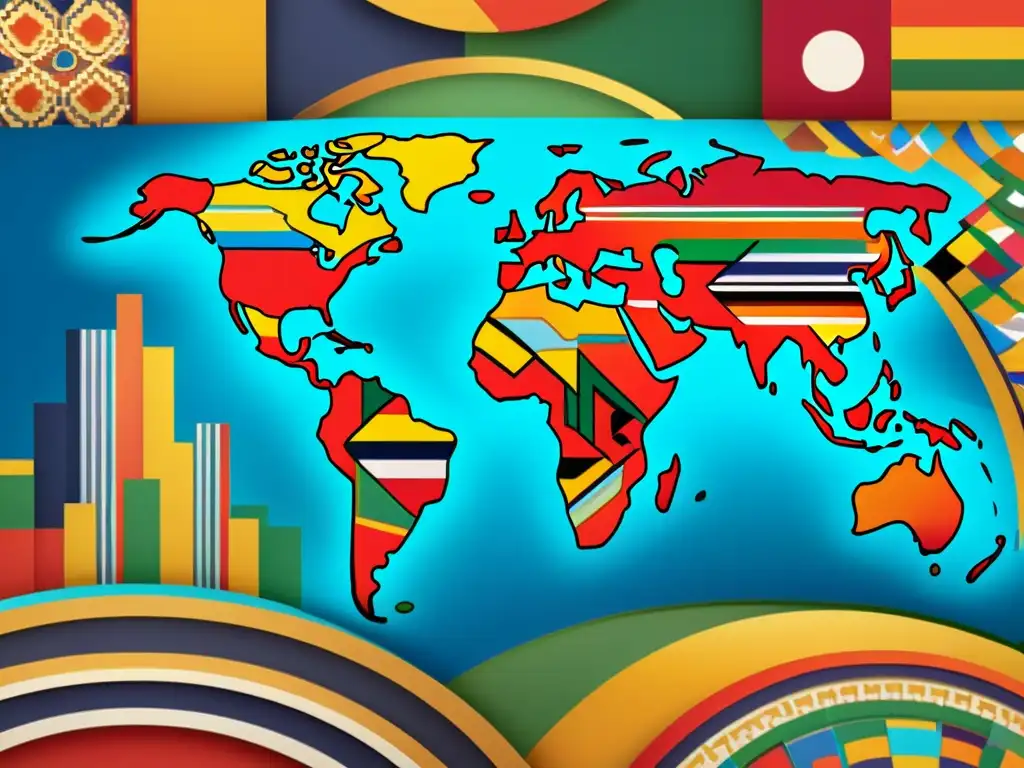 Vibrante mosaico cultural y global, reflejo de la diversidad y unidad en el registro de marca internacional