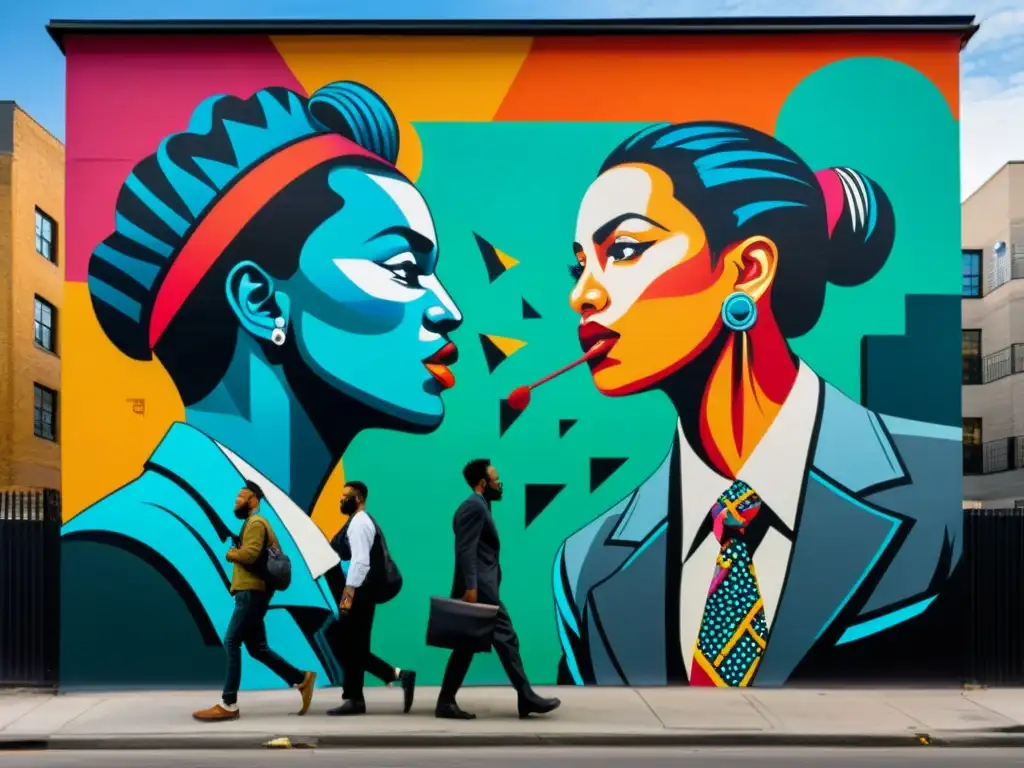 Un vibrante mural urbano muestra la lucha entre artistas callejeros y corporativos