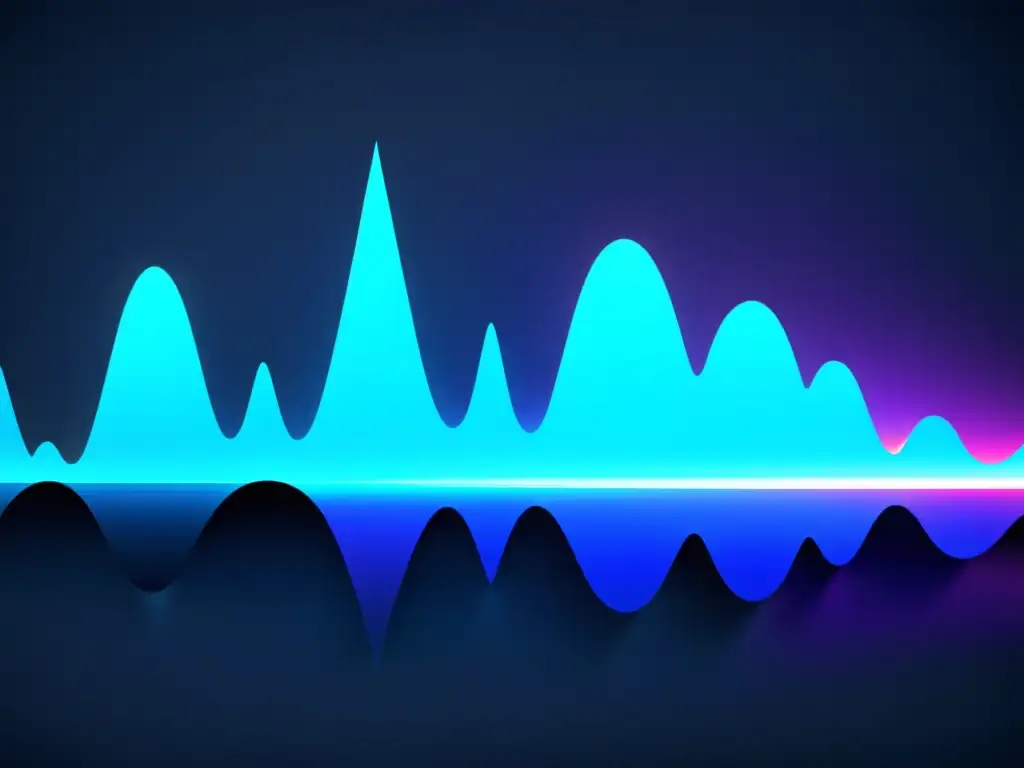 Vibrante visualización de onda de audio con gradiente de colores, creando un contraste impactante en un fondo oscuro