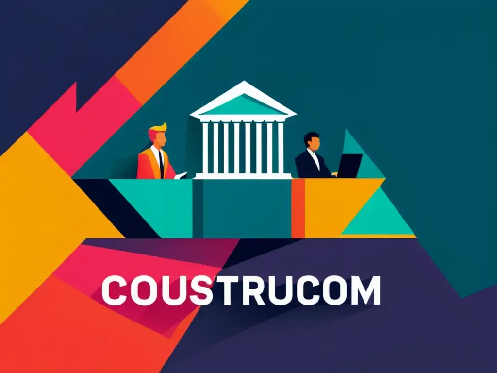 Vista abstracta de sala de tribunal moderna con juez y disputa sobre notoriedad de marca en litigio