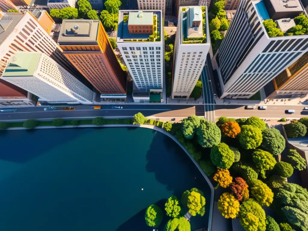 Vista aérea impresionante de la ciudad, con sus contrastes entre arquitectura urbana y entorno natural