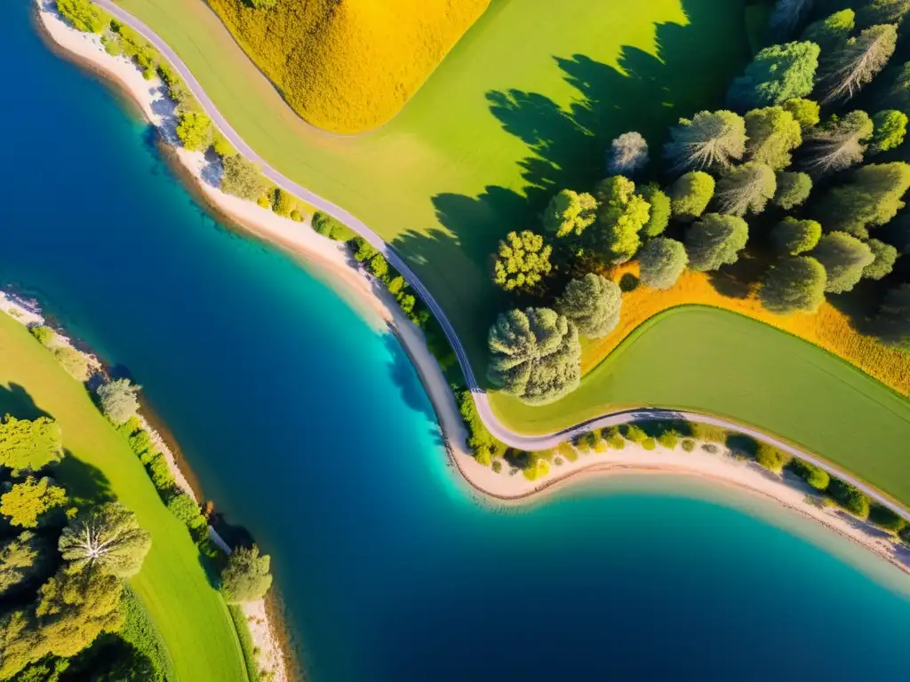 Vista aérea impresionante de un dron capturando paisaje vibrante