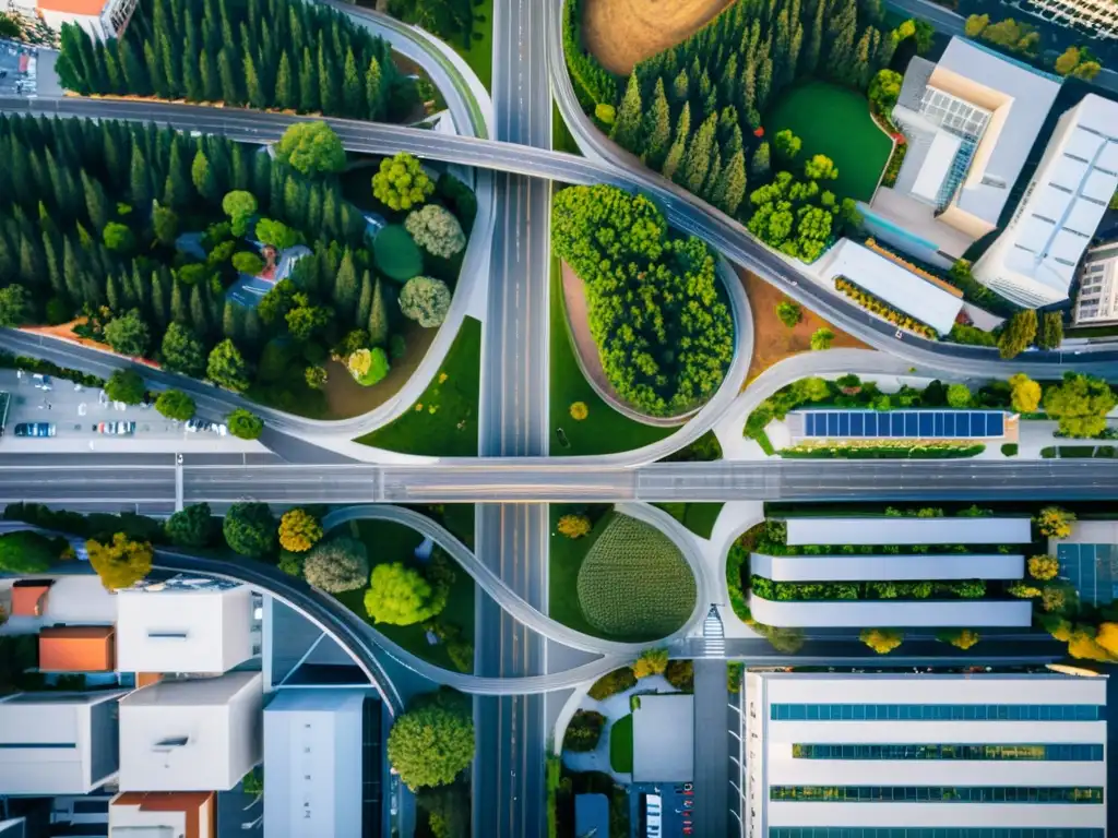 Vista aérea de Silicon Valley, con modernos edificios y carreteras, simbolizando el desarrollo tecnológico