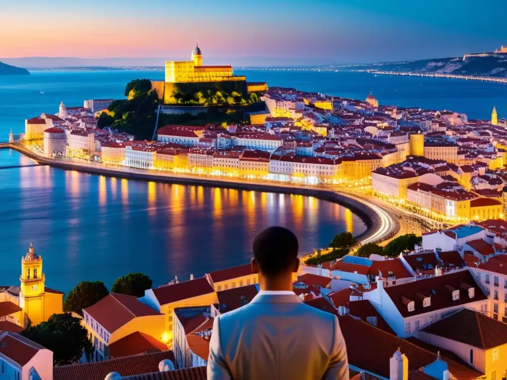 Vista impresionante del atardecer en Lisboa, con la protección de Denominaciones de Origen Lisboa