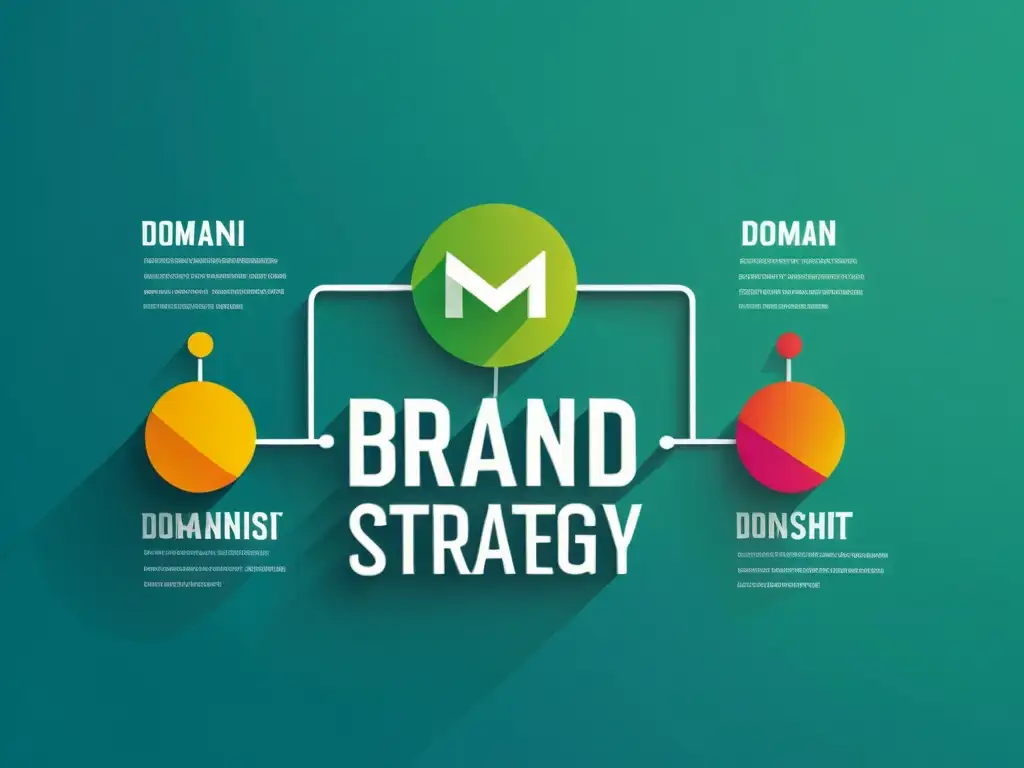 Una representación visual dinámica de la estrategia de marca digital, resaltando la importancia de los nombres de dominio en la presencia online